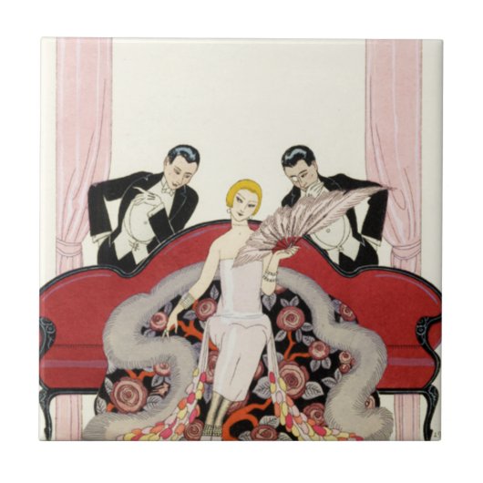 Carreau Madame élégante dans la tuile d'art déco de Paris (Devant)