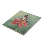 Carreau Madame peinte par 0461 Butterfly sur le Zinnia (Côté)