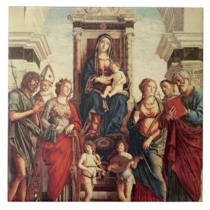 Carreau Madonna et enfant avec des saints