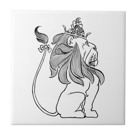 Carreau Mage de l'Oz vintage, Lion peureux avec couronne (Devant)
