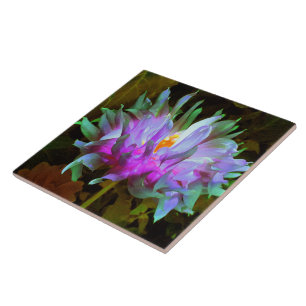Carreau Magenta et Lime Green Cactus Dahlia