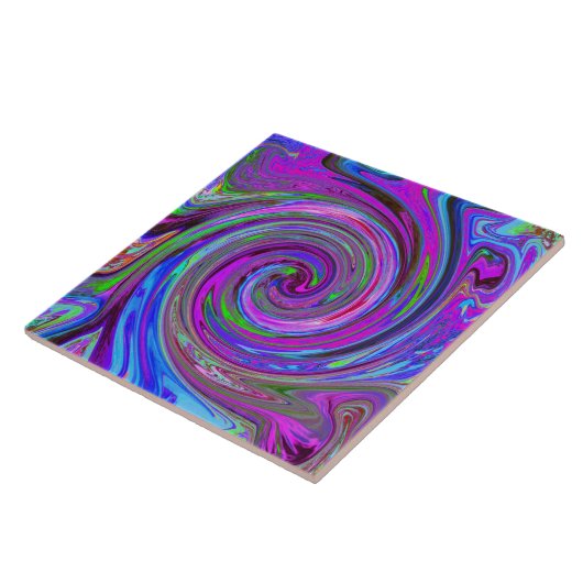 Carreau Magenta Swirl coloré Retro Design abstrait (Côté)