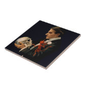 Carreau Magicien vintage, Thurston tenant un crâne humain (Côté)