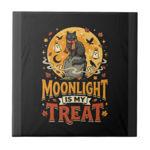 Carreau Magie de la Lune du Chat Noir Halloween