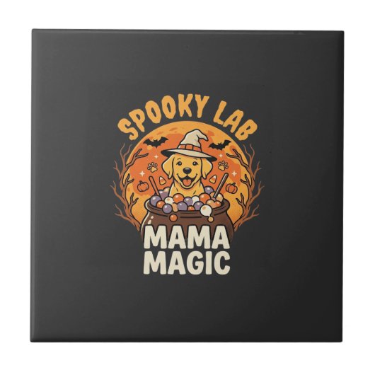 Carreau Magie de maman Labrador Halloween (Devant)