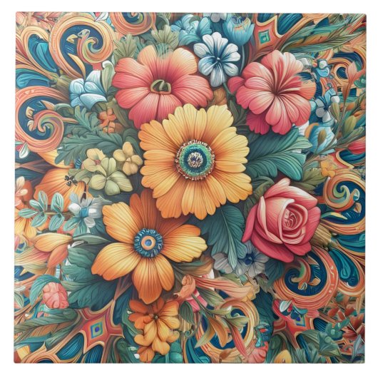 Carreau Magnifique bouquet de fleurs (Devant)