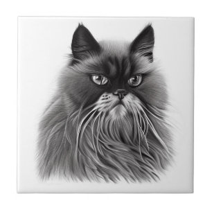 Carreau Magnifique chat persan en noir et blanc