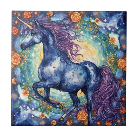 Carreau Magnifique Licorne Bleue (Devant)