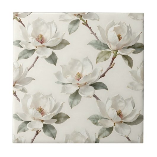 Carreau Magnolia Bloom Soft Neutral Pattern (Devant)