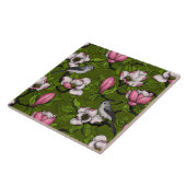 Carreau Magnolia en floraison et oiseau de tireur 2 (Côté)