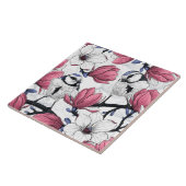 Carreau Magnolia rose et métis bleu (Côté)