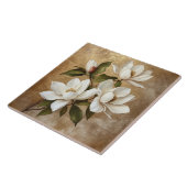 Carreau Magnolias blanc sur Arrière - plan or (Côté)