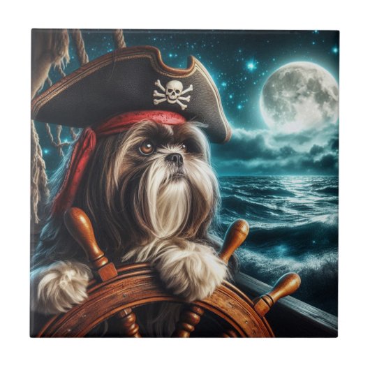 Carreau Magnum the Shih Tzu Pirate Tile (Devant)