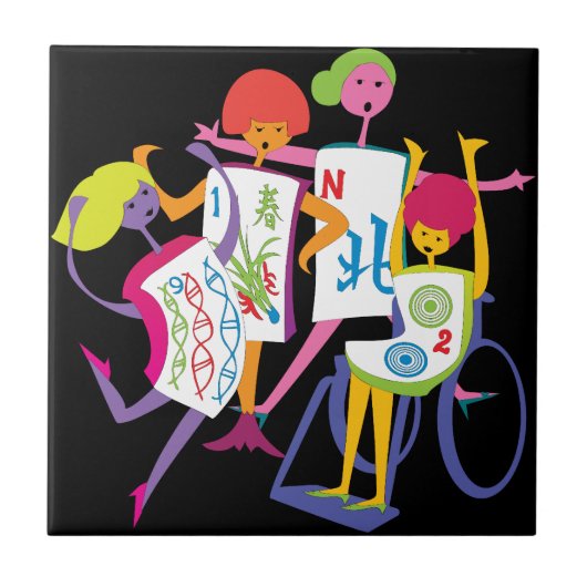 Carreau Mah Jongg Bonne Danse Carrelage noir (Devant)