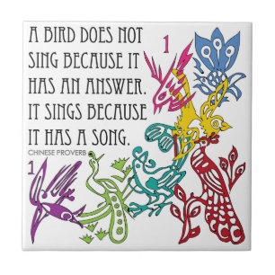 Carreau Mah Jongg One Bams Birds/Proverb Tile