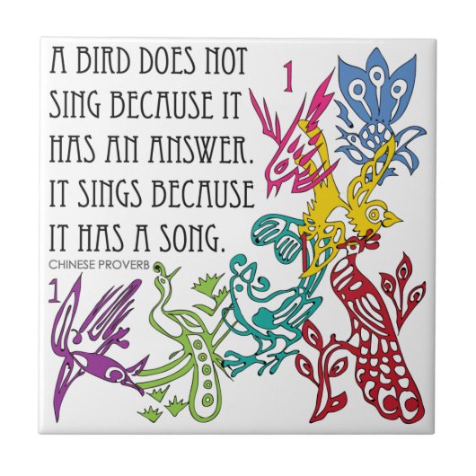 Carreau Mah Jongg One Bams Birds/Proverb Tile (Devant)