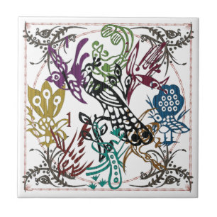 Carreau Mah Jongg One Bams Birds Tile