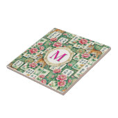 Carreau Mahjong Chinoiserie Floral Monogram Personalized (Côté)