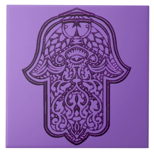 Carreau Main de henné de Hamsa (violet) (Devant)