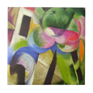 Carreau Maison avec des arbres par Franz Marc, Vintage Fin