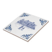 Carreau Maison de campagne vintage Delft Bleu & Blanc (Côté)