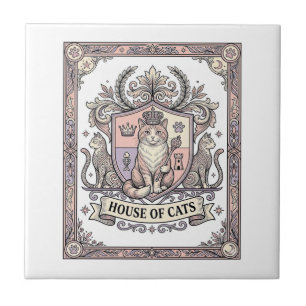 Carreau Maison de chats Blason de chat Armoiries Vintage