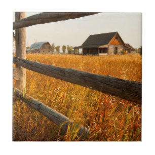Carreau Maison de ferme et clôture de rail à Grand Teton