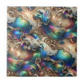 Carreau Maison de Luxe | Vagues Océaniques Côtières Arc-en (Devant)