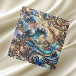 Carreau Maison de Luxe Vagues Océaniques Côtières Arc-en