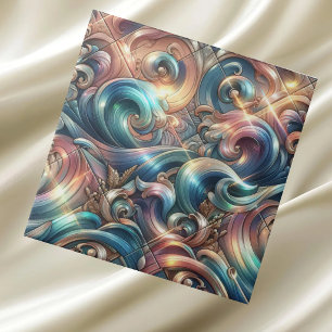 Carreau Maison de Luxe Vagues Océaniques Côtières Arc-en
