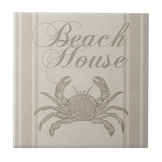 Carreau Maison de plage crabe rivage côtier vintage (Devant)