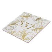 Carreau Maison décorative Boho Blanc et Or Numéro Plaque (Côté)