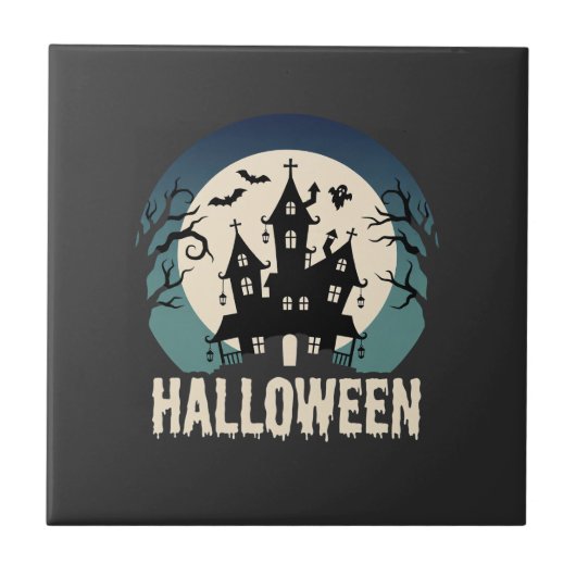 Carreau Maison Hantée de la Lune Vector Halloween (Devant)