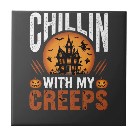 Carreau Maison Hantée Halloween Chillin Avec Mes Creeps De (Devant)
