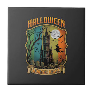 Carreau Maison Hantée Halloween Horreur Sorcière Pleine Lu