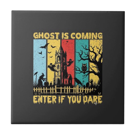 Carreau Maison Hantée Halloween Sorcière Chouette Arrivée  (Devant)