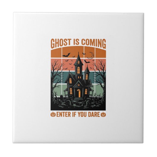 Carreau Maison Hantée Vintage Ghost Arrive Halloween Dé (Devant)