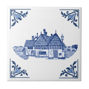 Carreau Maison Tudor vintage Maison Delft Bleu & Blanc