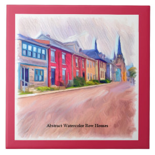 Carreau Maisons Abstraites de rangées d'aquarelle