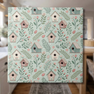 Carreau Maisons de oiseaux pastel vintage avec floraisons