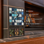 Carreau Majestic Blue Heron Mosaic Faux Relief