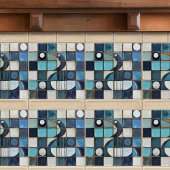 Carreau Majestic Blue Heron Mosaic Faux Relief