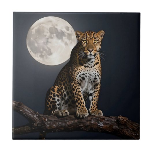 Carreau Majestic Leopard and Full Moon   (Devant)