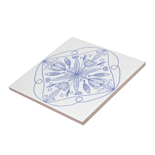 Carreau Majolica bleu Amalfi Coast Sardine Poissons & agru (Côté)