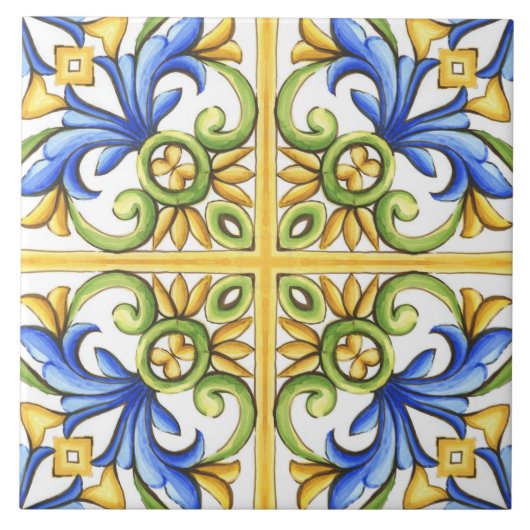 Carreau Majolica,Mediterranean tile, (Devant)