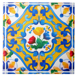 Carreau Majolica, tuiles bleues, tuiles siciliennes,