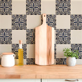 Carreau Majolique sicilienne bleue et blanche rustique