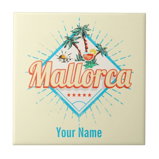 Carreau Majorque Baléares Île Retro Parrot Vintage (Devant)