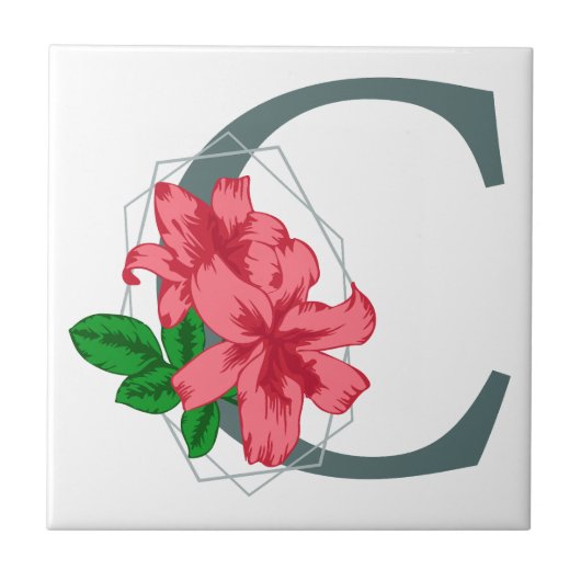 Carreau Majuscule C monogramme floral (Devant)