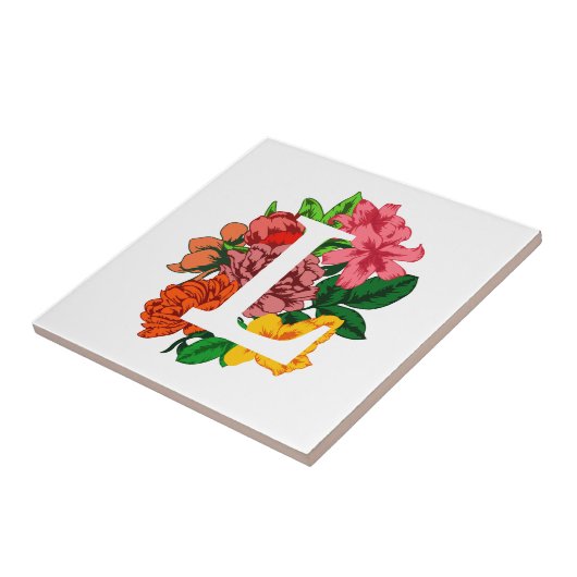 Carreau Majuscule L monogramme floral (Côté)